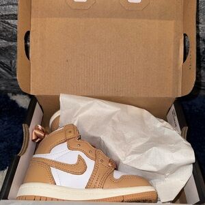 Kids Tan and White Nike Sneakers (Brand New)